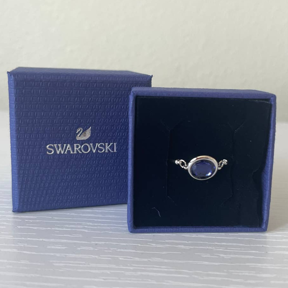 Swarovski Tahlia ring Round, Blue, Rhodium plated size 6 / EUR 52